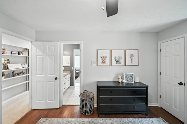 5807 S 167th Ave, Omaha, NE 68135 - bedroom with dark wood-style flooring and ceiling fan