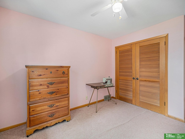 4015 Arbor St, Omaha, NE 68105 - bedroom with light carpet, a closet, and ceiling fan