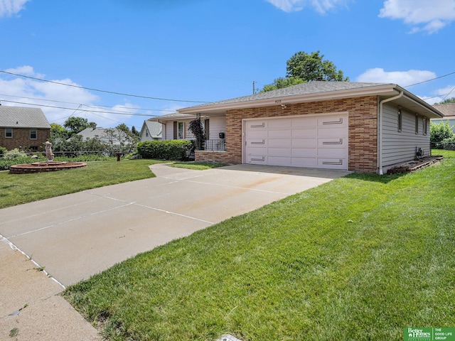 4015 Arbor St, Omaha, NE 68105 - view of front of home with a front lawn, brick siding, concrete driveway, and an attached garage