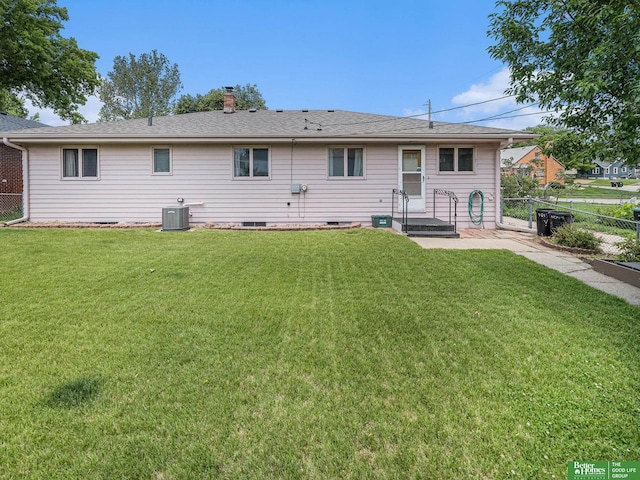 4015 Arbor St, Omaha, NE 68105 - rear view of house featuring crawl space, a chimney, and a shingled roof