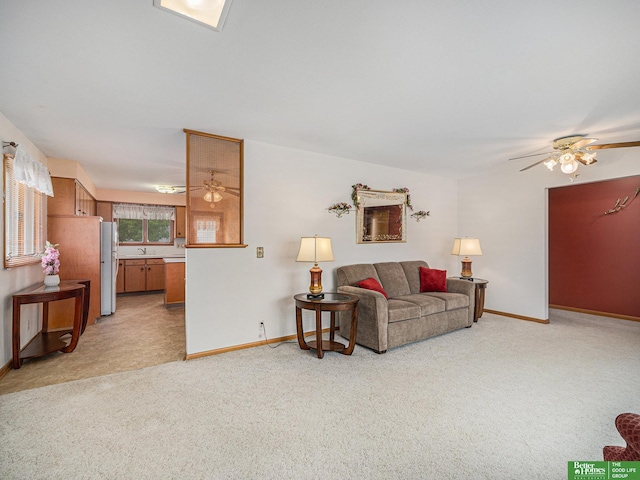 4015 Arbor St, Omaha, NE 68105 - living area featuring ceiling fan and light carpet