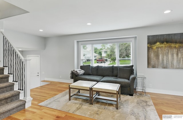 935 S 150th St, Omaha, NE 68154 - living area with stairs, wood finished floors, and recessed lighting