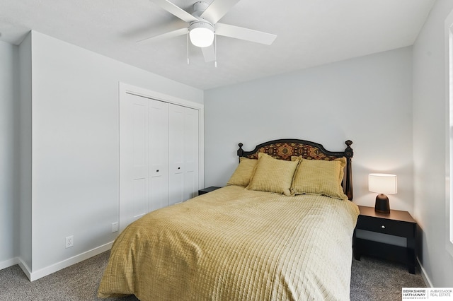 935 S 150th St, Omaha, NE 68154 - bedroom with carpet floors, a closet, and a ceiling fan