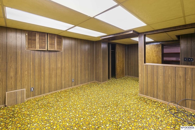 602 N 85th St, Omaha, NE 68114 - finished basement with wood walls and a drop ceiling