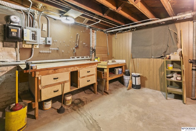 602 N 85th St, Omaha, NE 68114 - unfinished below grade area featuring a workshop area and electric panel