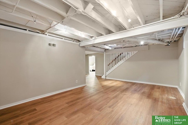 454 N 61st St, Omaha, NE 68132 - finished below grade area featuring wood finished floors and stairway