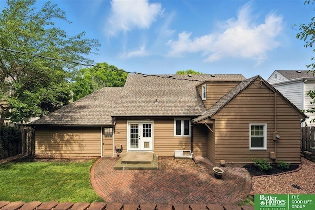 454 N 61st St, Omaha, NE 68132 - back of house featuring a patio, french doors, and roof with shingles