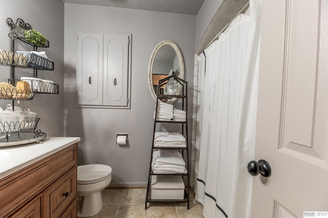 2105 S 164th Ave, Omaha, NE 68130 - bathroom with vanity, curtained shower, and tile patterned floors