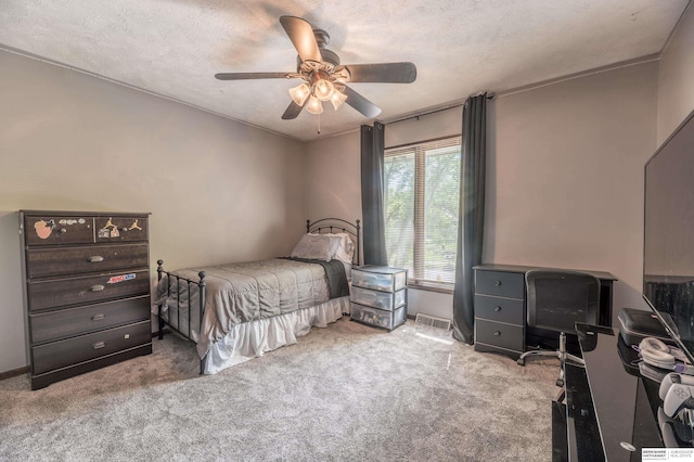 2105 S 164th Ave, Omaha, NE 68130 - bedroom with a desk, carpet flooring, a ceiling fan, and a textured ceiling