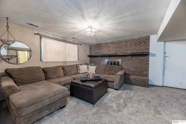 2105 S 164th Ave, Omaha, NE 68130 - living room with carpet flooring, a chandelier, and a textured ceiling