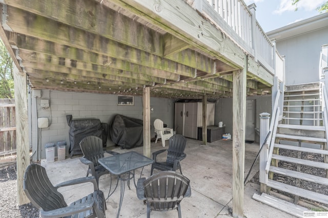 2105 S 164th Ave, Omaha, NE 68130 - view of patio with stairway, area for grilling, and outdoor dining area