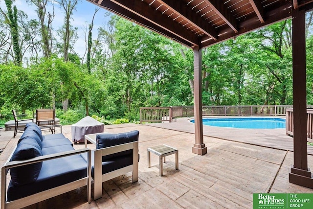 5510 N 83rd St, Omaha, NE 68134 - view of patio with a wooden deck and view of scattered trees