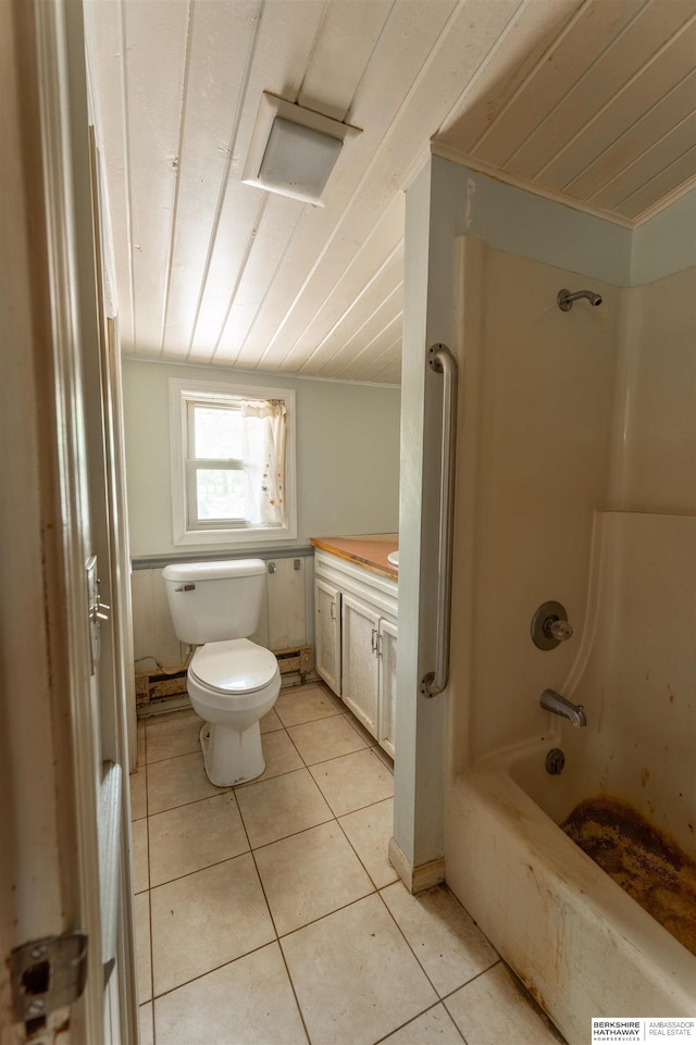 1621 Ridge Rd Lot B, Lot B, Fremont, NE 68025 - full bathroom with wood ceiling, tub / shower combination, vanity, and tile patterned flooring
