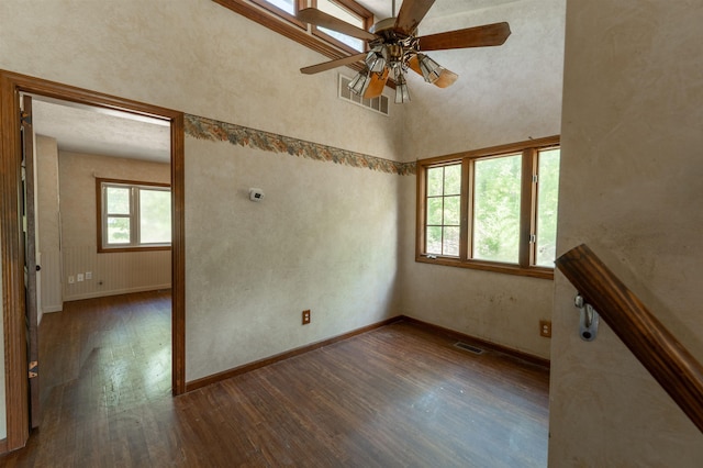 1621 Ridge Rd Lot B, Lot B, Fremont, NE 68025 - empty room with healthy amount of natural light, dark wood-style floors, and ceiling fan