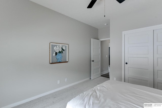 20709 Woodridge Dr, Gretna, NE 68028 - bedroom featuring carpet floors, a closet, and a ceiling fan