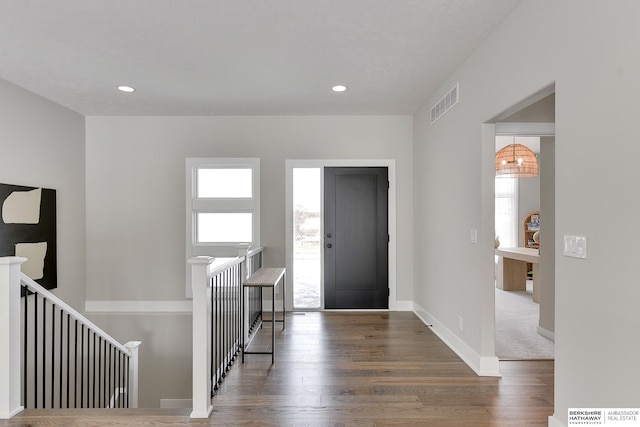 20709 Woodridge Dr, Gretna, NE 68028 - foyer with wood finished floors and recessed lighting