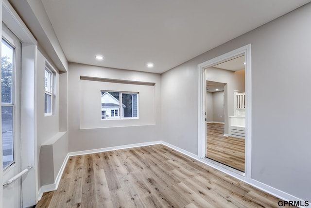 2551 Meredith Ave, Omaha, NE 68111 - unfurnished room featuring light wood-style floors and recessed lighting