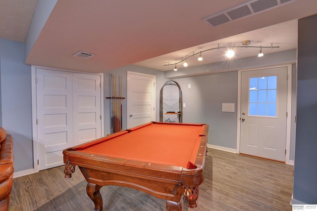 4625 S 222nd St, Elkhorn, NE 68022 - game room with wood finished floors, pool table, and rail lighting