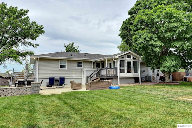 4625 S 222nd St, Elkhorn, NE 68022 - back of property with a patio area, a wooden deck, and stairway