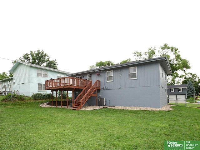 9705 Cady Ave, Omaha, NE 68134 - rear view of house with stairs and a deck