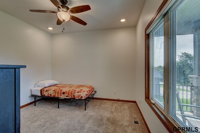 3320 Fairway Dr, Plattsmouth, NE 68048 - sitting room featuring carpet, a ceiling fan, and recessed lighting