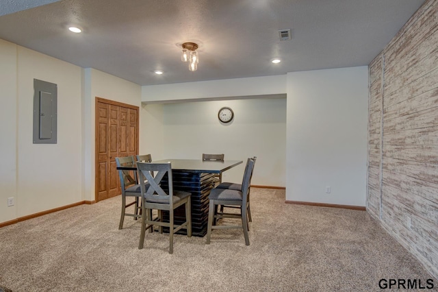 3320 Fairway Dr, Plattsmouth, NE 68048 - dining room featuring electric panel, carpet flooring, and recessed lighting