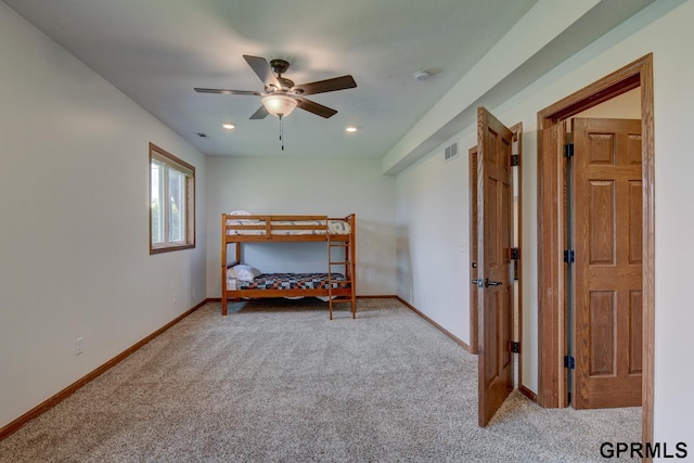 3320 Fairway Dr, Plattsmouth, NE 68048 - carpeted bedroom featuring recessed lighting and ceiling fan