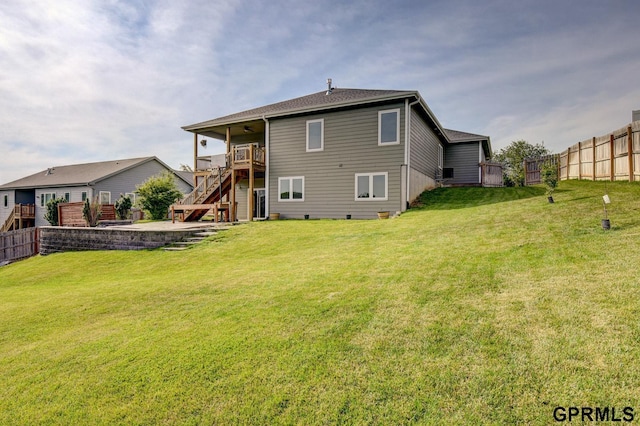 3320 Fairway Dr, Plattsmouth, NE 68048 - rear view of house featuring stairs, cooling unit, and a wooden deck