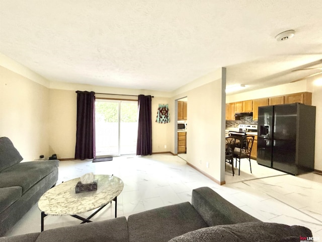 724 W Belmont Ave, Lincoln, NE 68521 - living room with a textured ceiling and light marble finish floors