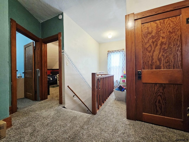 401 Chestnut Ave, Saronville, NE 68975 - corridor featuring an upstairs landing and carpet floors