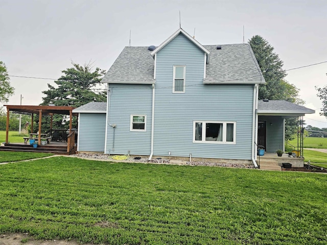 401 Chestnut Ave, Saronville, NE 68975 - back of property with a yard and roof with shingles