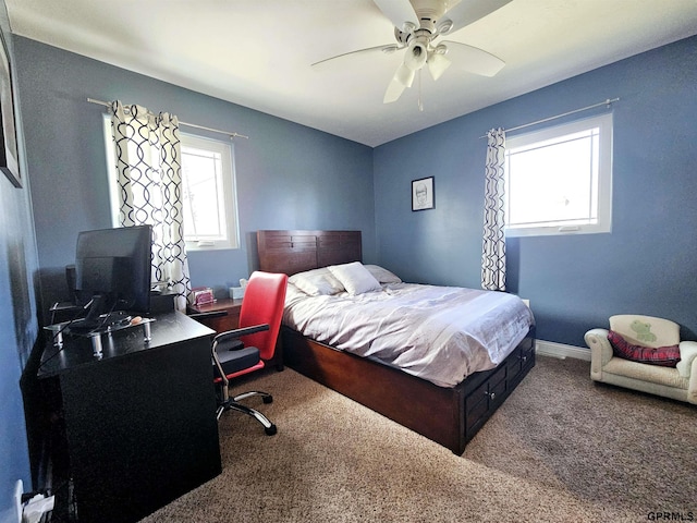 108 W Ridge St, Sutton, NE 68979 - carpeted bedroom featuring ceiling fan and an office area