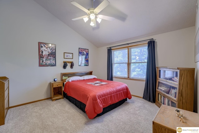 7409 Elk Creek Dr, Lincoln, NE 68516 - bedroom with carpet flooring, lofted ceiling, and a ceiling fan