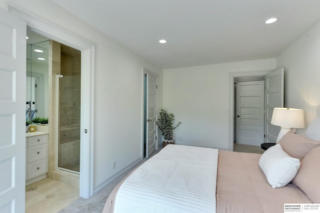 14341 Hamilton St, Omaha, NE 68154 - bedroom with recessed lighting, connected bathroom, and light tile patterned floors