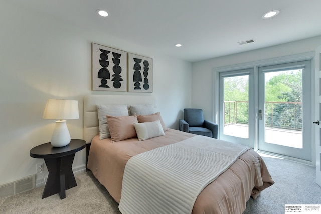 14341 Hamilton St, Omaha, NE 68154 - bedroom featuring light colored carpet, access to outside, and recessed lighting