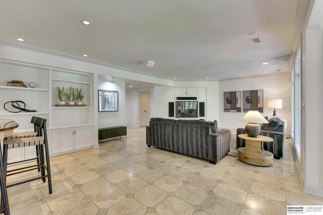14341 Hamilton St, Omaha, NE 68154 - living room with recessed lighting and built in features
