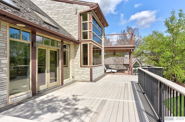14341 Hamilton St, Omaha, NE 68154 - wooden terrace with french doors