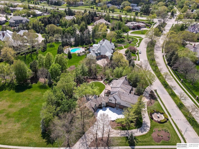 14341 Hamilton St, Omaha, NE 68154 - aerial perspective of suburban area featuring a pool area