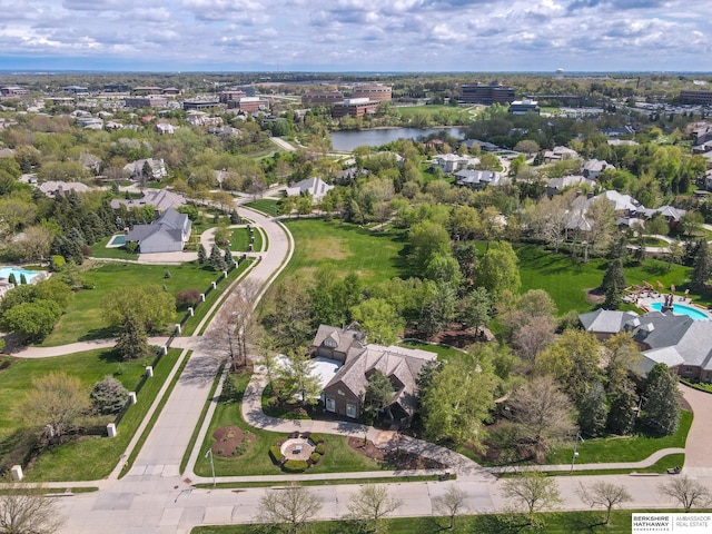 14341 Hamilton St, Omaha, NE 68154 - aerial view of a pool area and a large body of water