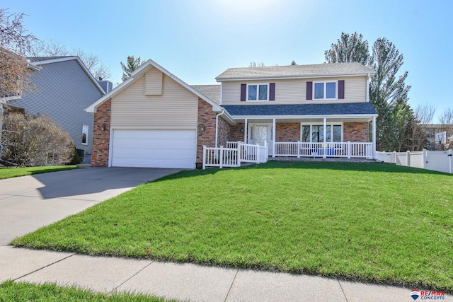 3646 S 77th St, Lincoln, NE 68506 - traditional-style home with a garage, covered porch, driveway, and brick siding