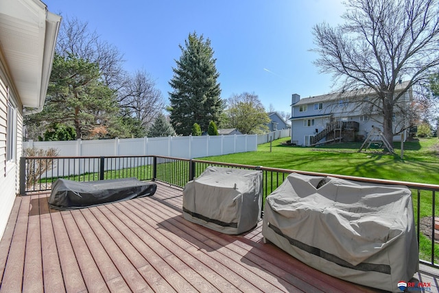3646 S 77th St, Lincoln, NE 68506 - wooden terrace featuring a fenced backyard