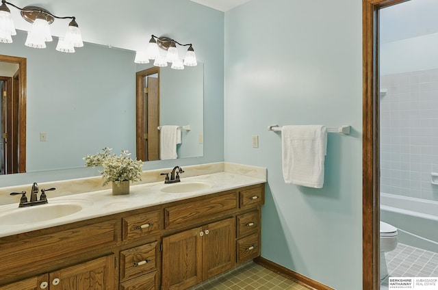 15618 L St, Omaha, NE 68135 - full bath featuring double vanity, bathing tub / shower combination, and tile patterned flooring