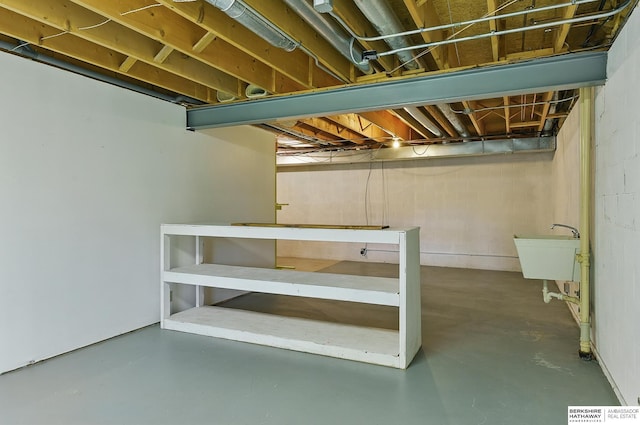 15618 L St, Omaha, NE 68135 - unfinished basement featuring a sink