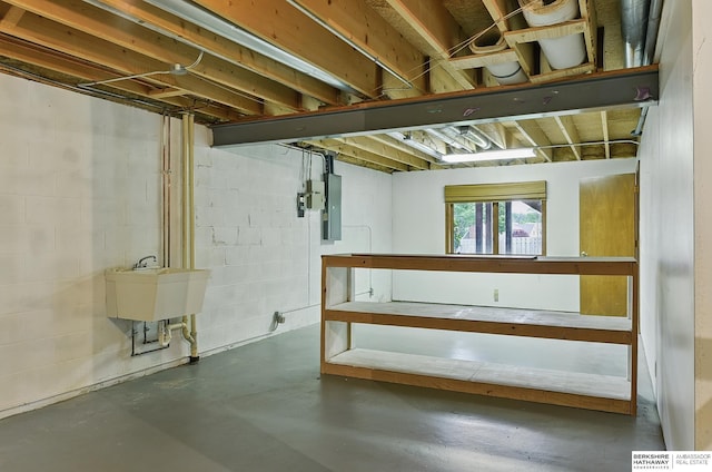15618 L St, Omaha, NE 68135 - below grade area with electric panel and concrete block wall