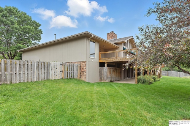 15618 L St, Omaha, NE 68135 - rear view of property featuring a chimney and a deck