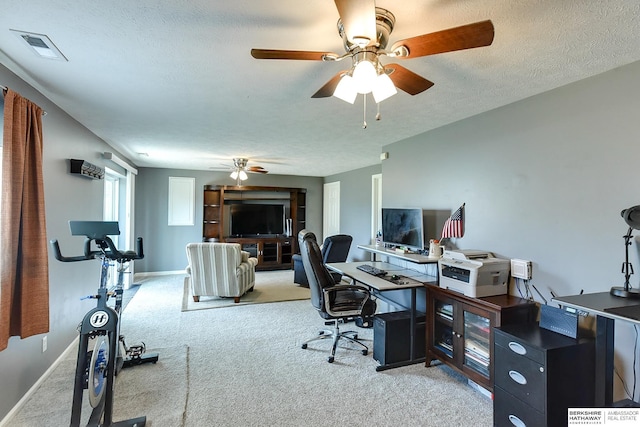 16501 Aurora St, Omaha, NE 68136 - carpeted office with a ceiling fan and a textured ceiling
