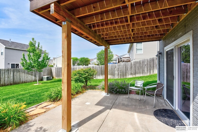 16501 Aurora St, Omaha, NE 68136 - fenced backyard featuring a patio area and a residential view