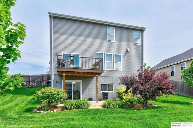 16501 Aurora St, Omaha, NE 68136 - back of house with a balcony and brick siding