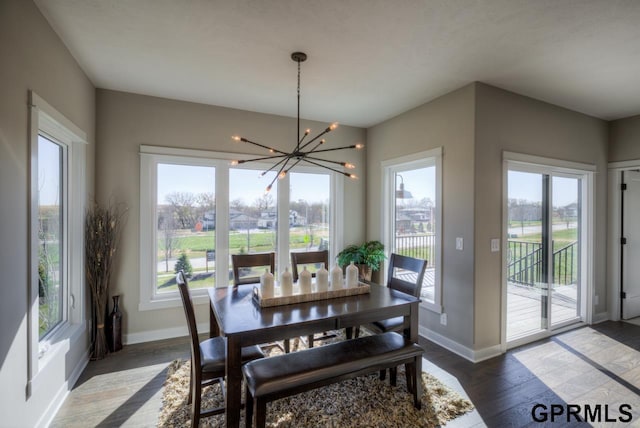 3103 N 184th St, Elkhorn, NE 68022 - dining area featuring a chandelier and wood finished floors