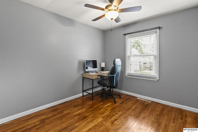 7348 S 71st Ave, La Vista, NE 68128 - office area with hardwood / wood-style flooring and ceiling fan